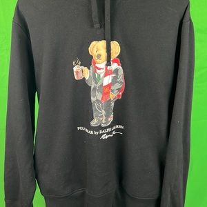 Men Polo Bear Fleece Hoodie